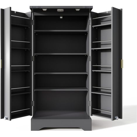Armoire de cuisine noire avec éclairage LED à capteur et étagère à épices – 120 x 60,5 x 40 cm (1/5)