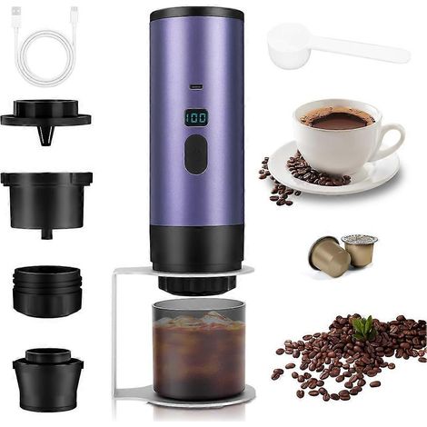 Tragbare Kapselkaffeemaschine, elektrische Espressomaschine, kompatibel mit Nespresso Dolce Gustos Kapseln und gemahlenem Kaffee. (1/5)