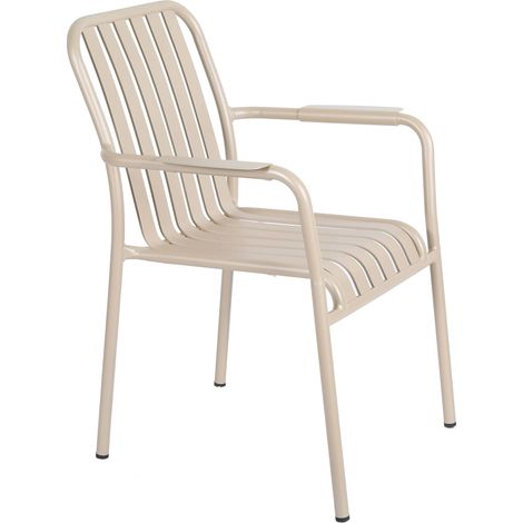 Chaise de terrasse avec accoudoirs en aluminium taupe