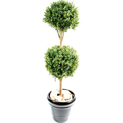 Plante artificielle haute gamme Spécial extérieur / Buis tige double boule - Dim : H.140 x D.40 cm (1/3)