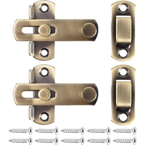 Verrous à rabat,loquets de porte à moraillon coulissant, Boulons de porte de grange ，pour armoires boucle boulon de porte de jardin boulon de porte de clôture(bronze) (1/5)