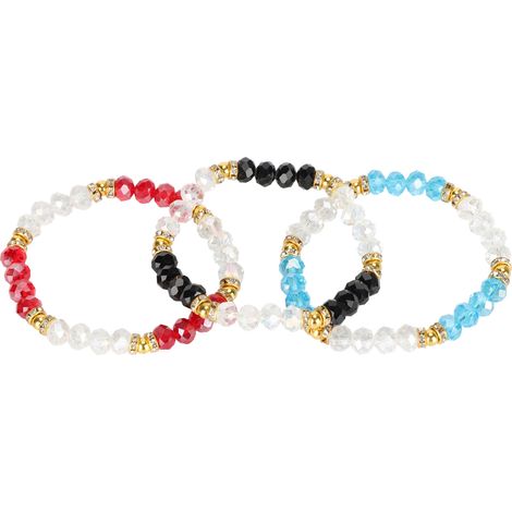 3pcs Beaded Bracelet Shiny Crystal Simple Style Stackable Jewelry Decoration Gift for Women Girl Friends (1/5)