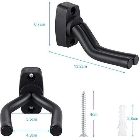 Lot de 6 supports muraux pour guitare, compatible guitare électrique acoustique, ukulélé, basse, violon (1/4)
