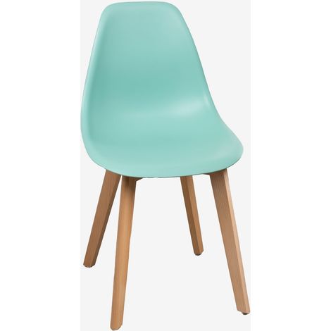 Pack de 4 chaises de salle à manger en polypropylène et bois de hêtre Scand Nordic SKLUM Vert Jade (1/5)