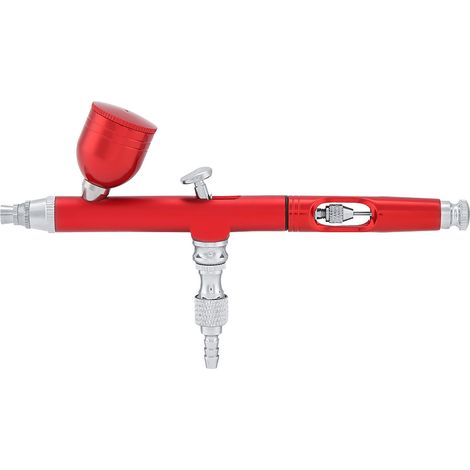 Aérographe à double action et alimentation par gravité, kit d'outils pour peinture, tatouage et ongles, 0,3 mm (rouge) (1/5)