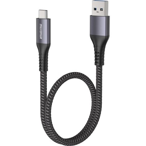 Câble USB C Court 50cm 10Gbps USB3.2 Gen2 - USB A vers C (Gris) (1/5)
