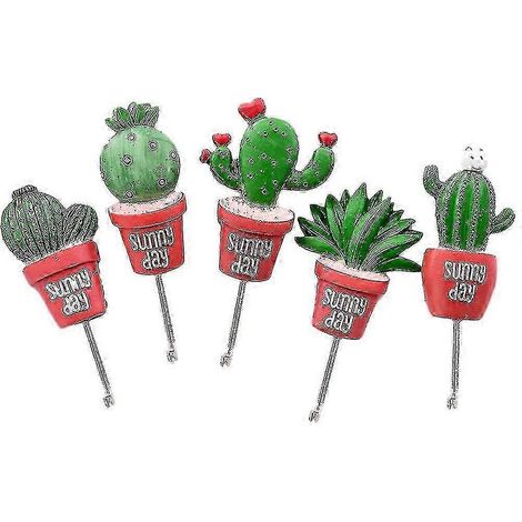 Lot de 5 crochets muraux décoratifs en acier inoxydable en forme de cactus, avec adhésif en résine, pour la maison ou le restaurant. (1/4)
