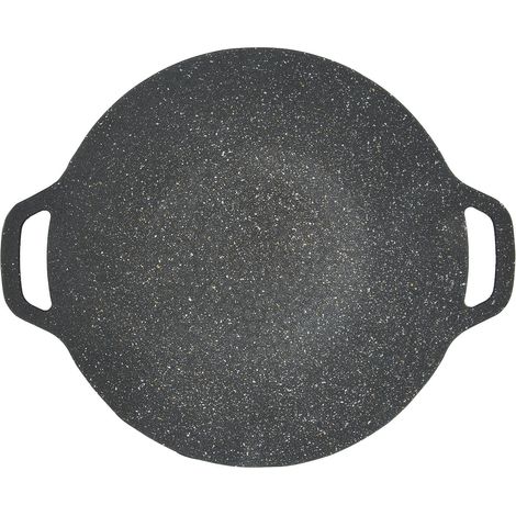 Grille de cuisson coréenne antiadhésive 6 couches, plaque barbecue ronde pour cuisson intérieure/extérieure, noir 34cm (1/5)