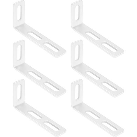 Support d'angle réglable avec 3 fentes longues, 6 pcs coin en L Blanc, connecteur d'angle en métal à 90 degrés, 110x50x24 mm / 3