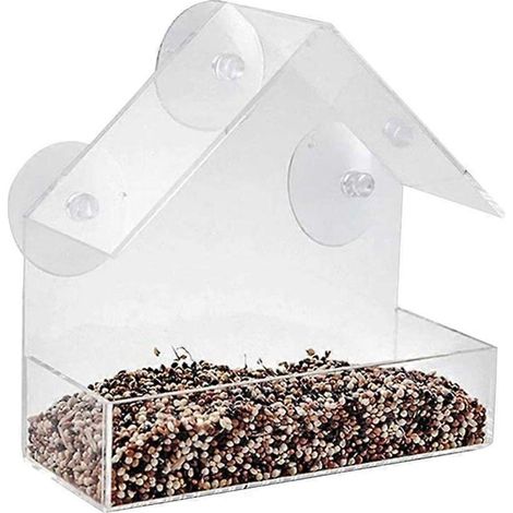 Mangeoires transparentes pour oiseaux de jardin, distributeur de nourriture en forme de maison, mangeoires à friandises pour oiseaux