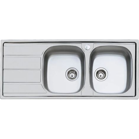 Foster - Lavello Cucina In Acciaio Inox Ad Incasso 116 Cm 2 Vasche A Destra