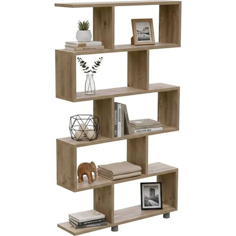 Dmora - Libreria Severa, Scaffale da ufficio, Mobile portalibri, Biblioteca, 90x20h156 cm, Quercia