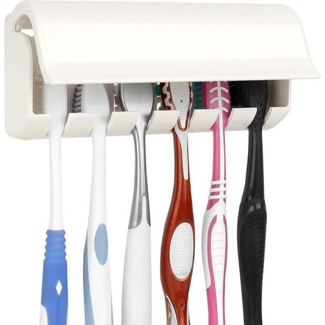 Dailygoody,Soporte para cepillos de dientes,Blanco,Organizador de baño,6 compartimentos (1/5)
