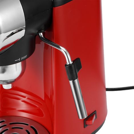 Machine à café semi-automatique mini 0,24 L avec pompe 5 bars et mousseur à lait, rouge, 220 V (prise UE). (1/5)