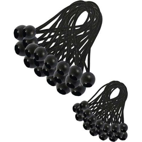 30 Pièces Tendeur Elastique, Tendeur Bache, Sandow Elastique, Tendeur élastique pour Pavillon, Bache, Camping, Tente, Rideaux Harnais d’Extension(200mm and 150mm) (1/3)