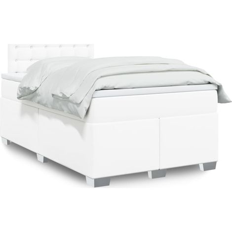 Cama box spring con colchón cuero sintético blanco 120x190 cm vidaXL (1/5)