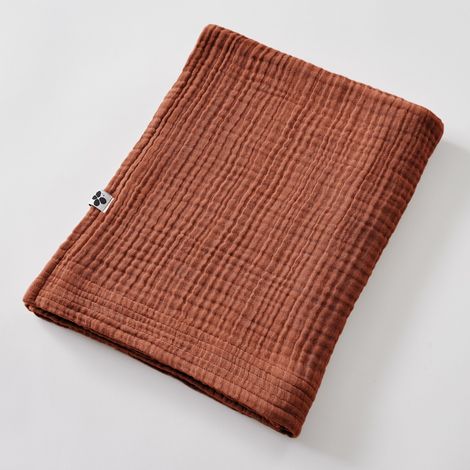 Drap de Bain 90 x 150 cm - Double Gaze de Coton 220 g/m² - Gaia Terracotta (1/4)