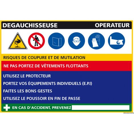 Panneau Fiche de Poste Dégauchisseuse (C1100) - Adhésif - 300 x 210 mm