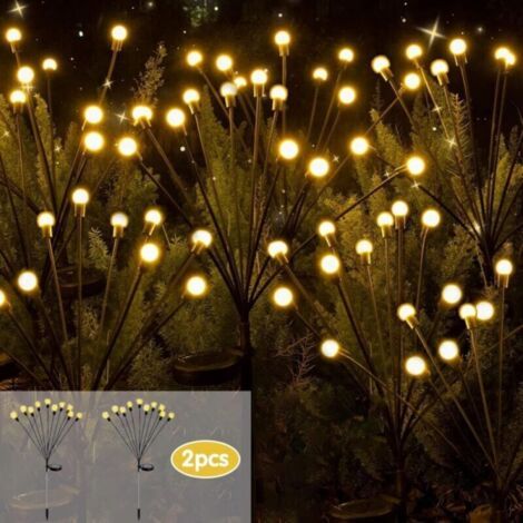 2pcs Lampes Solaires Imperméables Firefly, Lampes Extérieures Solaires LED avec 10 Boules IP65 Imperméable Romantique pour Jardin, Patio (1/5)