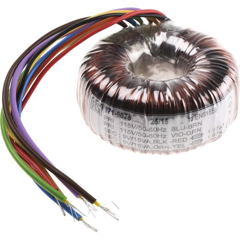Transformateur torique RS PRO 2 sorties, 115 V ac, 230 V ac 2 x 9V c.a., 30VA ( Prix pour 1 )
