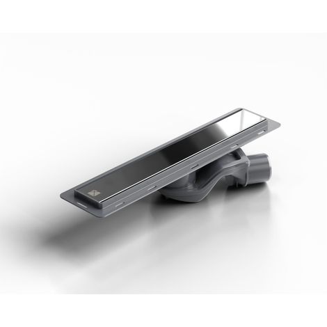 Canalina di scarico in acciaio lineare per doccia a pavimento, 40 cm x 6,5 cm, 61 l/min - nero lucido (1/5)