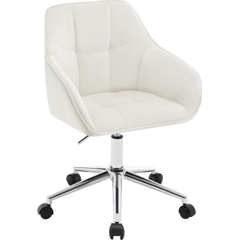 WOLTU Sedia/Poltroncina da Ufficio Scrivania a Rotelle Girevole in Velluto con Braccioli e Rotelle Altezza Regolabile, Crema