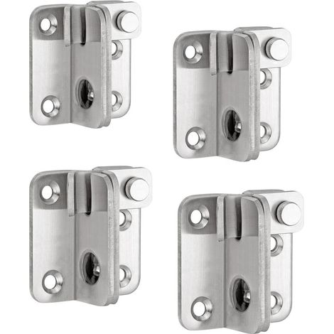 Lot de 4 serrures pour portes coulissantes, serrures de sécurité pour armoires de grange, salles de bains, garages, fenêtres, argent
