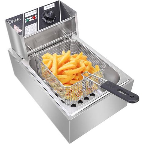 EH81 2500W 220-240V 6.3QT/6L Stainless Steel Single Cylinder Electric Fryer UK Plug (1/5)