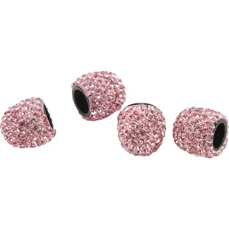 Set mit 4 glitzernden 15-mm-Ventilkappen, universelle dekorative Reifenventilabdeckungen für Autos und Motorräder, rosa (1/5)