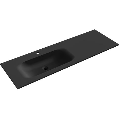 Mexen Vela lavabo empotrado en encimera izquierdo 141 x 46,5 cm, negro mate - 25231471L (1/3)