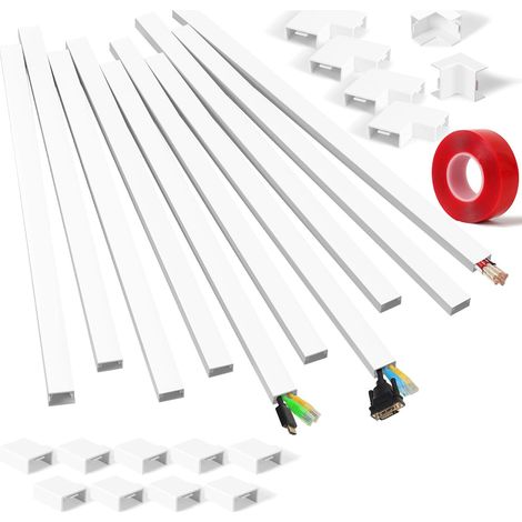 Goulotte Passe Cable (10 Pièces 40 cm- 30x15 cm) - Goulotte Electrique ExtéRieure avec Ruban AdhéSif en Mousse PrêTe à êTre MontéE au Mur, Goulottes De CâBles TV (1/5)