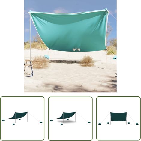 The Living Store Strand-Schattenzelt mit Sandsäcken Grün 304x300 cm - Sonnenschirm - Strandzelt - Campingzelt - Sommerzelt - Schutz Vor Sonne (1/5)