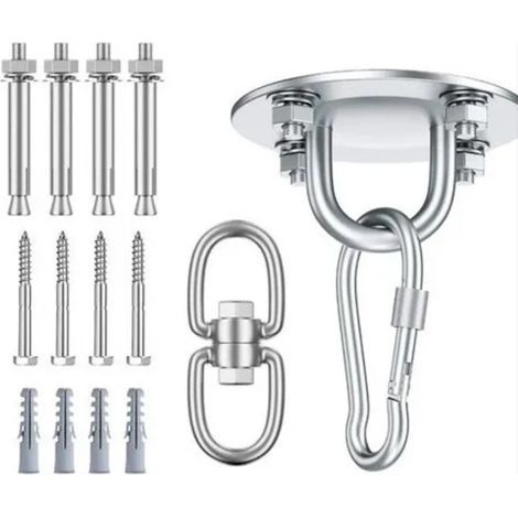 Sturdy stainless steel ceiling hook, 360° swivel, swing, sandbag, hammock, chair, silver (1/3)