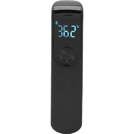 Pistolet thermomètre infrarouge sans contact portable, thermomètre frontal numérique pour hôtels et maison. Design noir, lecture rapide et précise.