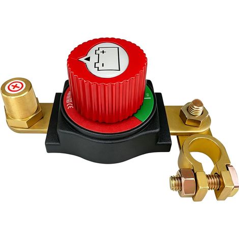 Battery Cup 12V-48V, Brass Battery Cup (Red) 12 V Battery Circuit Breaker for Quickly Shut-Off Power - Suitable for Cars, Motorcycles, Caravans, Boats (1/5)