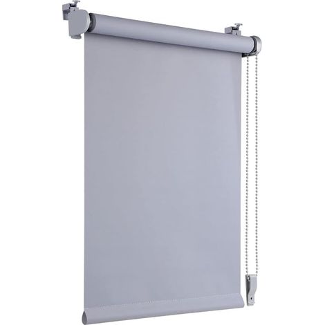 Tenda a Rullo Termoisolante Oscurante Senza Fori Grigio 40x130cm (1/5)