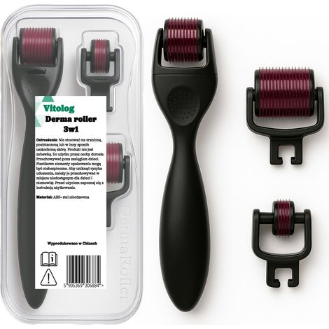 Rodillo de mesoterapia con agujas Dermaroller para masaje corporal y facial (1/5)