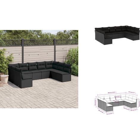 Salon de jardin 9 pcs avec coussins noir résine tressée - Salon De Jardin - Canapé Extérieur - Meuble De Jardin - Ensemble Salon De Jardin - Mobilier De Jardin