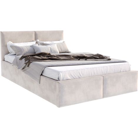 Lit coffre Tesia 120x200 – Rembourrage velours TRINITY – Coffre de rangement 430L – Cadre à lattes avec levage à gaz – Kids Literie
