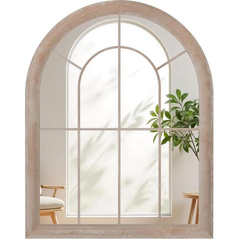 COSTWAY Miroir de jardin 69,5 x 88 cm, miroir mural courbé avec cadre métallique, miroir décoratif pour l'intérieur et l'extérieur, miroir de fenêtre, miroir décoratif rustique