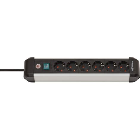 Regleta Premium-Alu-Line con interruptor 6-tomas 3m H05VV-F 3G1,5