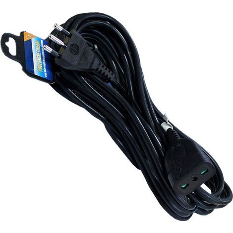 Prolunga Lineare Colore Nero 10M 3X1.0mm Spina Italiana 16A Presa Bipasso 10/16A Max 3500W