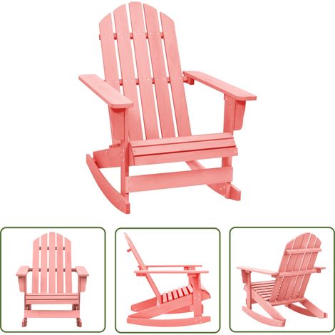 Chaise à bascule de jardin Adirondack Bois de sapin massif Rose (1/5)