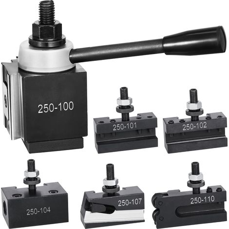 Jeu de Porte-Outil à Changement Rapide, 6 Pièces, pour Tour Mini et Métal 6-12", Acier Durable, avec Supports et Accessoires. (1/5)