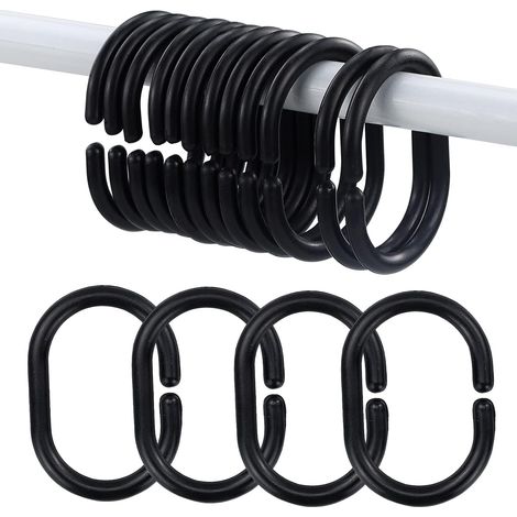 Lot de 12 anneaux coulissants en plastique pour rideau de douche Noir ring001 (1/5)