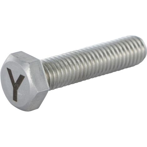 Vis métaux Tête hexagonale TH 8X35 Inox A4 Gravure LETTRE "Y"-1 pièce