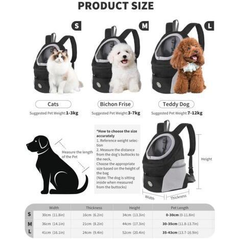 Sac à dos pour chien et chat – Respirant et ajustable – Fond imperméable – Bretelles rembourrées – Dimensions : 41 x 52 x 24 cm (1/4)