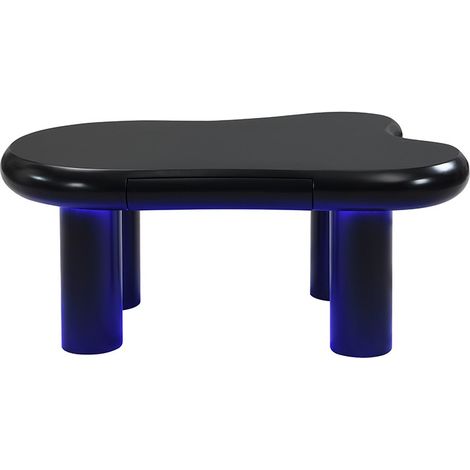 Modernes Hochglanz-LED-Couchtisch Kaffeetisch 707041cm mit 2 Schubladen und transparentem Präsentationsbereich – Belastbar bis 30 kg, ideal für stilvolle Wohnzimmer (1/5)