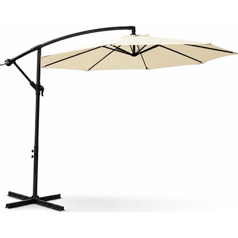 Sombrilla Lateral 3 metros Inclinable 360° Con Mástil Y Manivela Beige Sin Base (1/5)