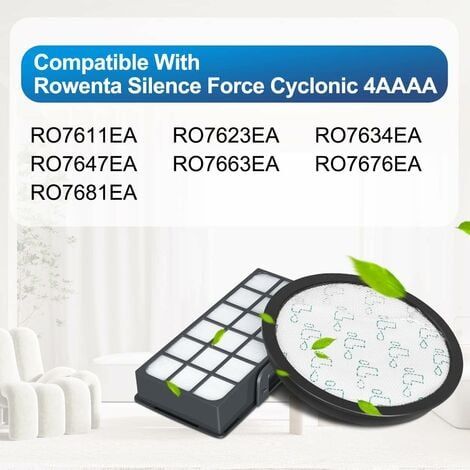 2er-Pack HEPA-Filter für Rowenta Silence Force Cyclonic 4AAAA RO7647EA RO7663EA RO7676EA RO7681EA (Modell RO76xx) Staubsauger, Ersatzfilterzubehör ZR903701 NPTERBL (1/4)